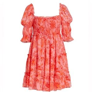 CINQ À SEPT
Jacky Puff-Sleeve Smocked Minidress size 6